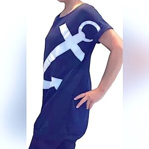 12 PM by Mon Ami Oversized Nautical Anchor Tunic Top Swim Cover-up Size Small